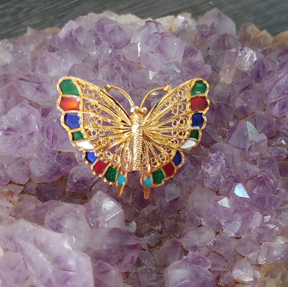 Antique butterfly brooch Turkish 14k gold